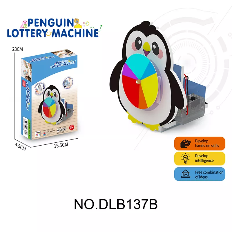 DLB137B DIY 3D Puzzle Science Experiment KitPenguin Lottery Machine EPS Foam Board
2×1.5V AA (Batteries not included)
